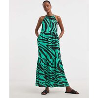 Halter Maxi Dress Zebra Print