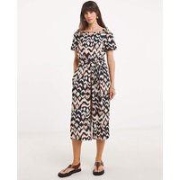 Textured Crinkle Tie Strap Jumpsuit Print