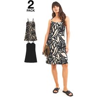 2 Pack Strappy Cami Dress Print JD Williams