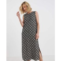 Linen Mix Midi Shift Dress Print