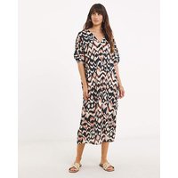 Crinkle Kaftan Overhead Midi Dress Print