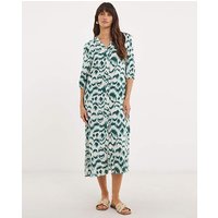 Button Through Kaftan Dress Print