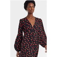 Button Through Tea Dress Cherry Print