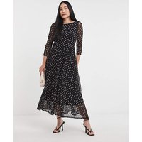 Mesh Pleated Ballet Slash Neck Dress Spotted