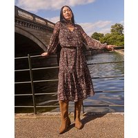 Tie Neck Georgette Maxi Dress Print