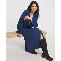 Collarless Flared Sleeve Smock Dress