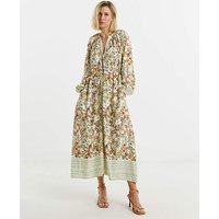 Border Print Spun Dress Floral