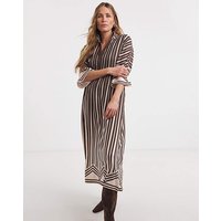 Border Print Placket Detail Smock Dress Border Print