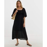 Shirred Square Neck Dress