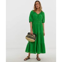 Crinkle Cotton Short Sleeve Maxi Dress
