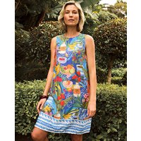 Linen Sleeveless Shift Dress Print