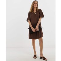 Linen Metal Trim Tunic Dress