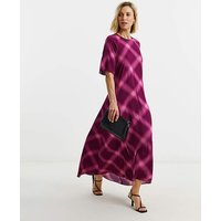 Short Sleeve Care Free Maxi Dress Check Print