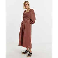 Textured Jersey Shirred Dress