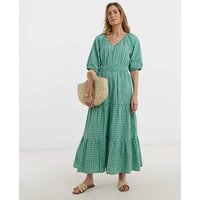 Gingham Short Sleeve Maxi Dress Check Print