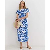 Great Value Tie Waist Midi T Shirt Dress Palm Print