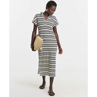 Stripe Crochet Collared T Shirt Dress Stripe