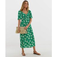 Crinkle Tie Front Dress Palm Print