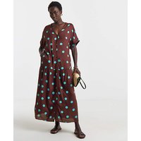 Drop Waist Button Through Dress Spot Print