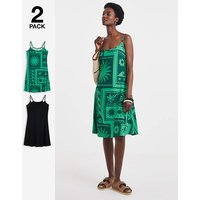 2 Pack Strappy Cami Dress Abstract Print JD Williams