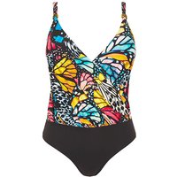 Twist Front Blouson Swimsuit Butterfly Print