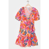 Floral Mini Wrap Over Cotton Beach Dress Floral Print