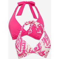 Value 2 Pack Bikini Tops Tileprint Pink JD Williams