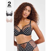 2 Pack Everyday Hannah Full Cup Bras Black Blush