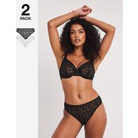 2 Pack Lesley Everyday Mid Brief Black White