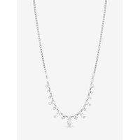 Rhodium Plated CZ Stone Drop Necklace