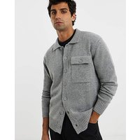 Wool Mix Button Through Knitted Shirt Jacamo 5XL60 62