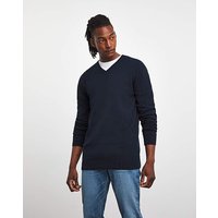 Dark Navy Cotton V Neck Knitted Jumper at JD Williams Catalogue Dark Navy Cotton V Neck Knitted Jumper.