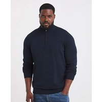 Dark Cotton 1 4 Zip Funnel Knit Top Jacamo 2XL52 54