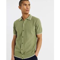 Button Through Texture Knitted Polo L42 44