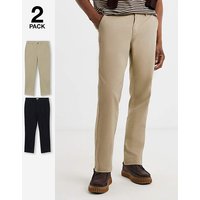 2 Pack Straight Fit Chino Black Stone Jacamo 54R
