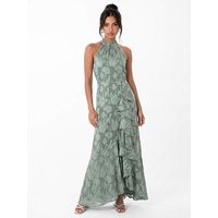 Floral Burnout Halter Neck Dress