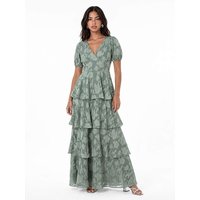 Floral Burnout Tiered Maxi Dress
