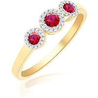 9ct Yellow Gold Lab Diamond Ruby Ring