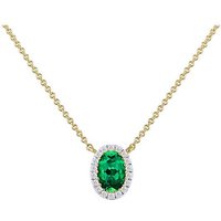 9ct Yellow Gold Lab Diamond Emerald Nkl INCH