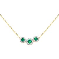 9ct Yellow Gold Lab Diamond Emerald Nkl INCH