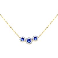 9ct Yellow Gold Lab Diamond Sapphire Nkl INCH