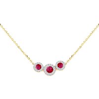 9ct Yellow Gold Lab Diamond Ruby Neclace INCH