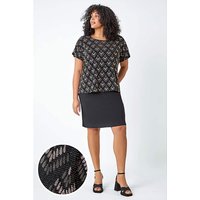 Roman Curve Glitter Stretch Shift Dress - Bronze