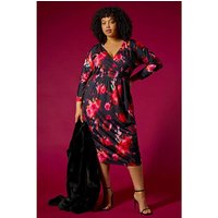 Floral Print Mesh Midi Dress