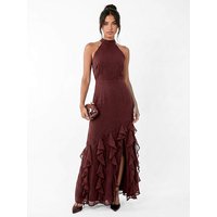 Halter Neck Ruffle Maxi Dress