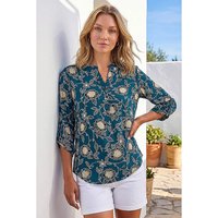 Textured Floral Notch Neck Top