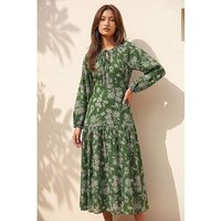 Floral Keyhole Tie Midi Dress