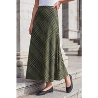 Print Check Midi Skirt
