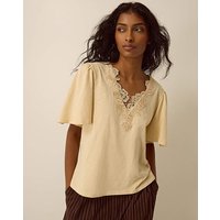 Layla V Neck Lace Jersey Top Butter