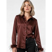 Feather Cuff Satin Shirt